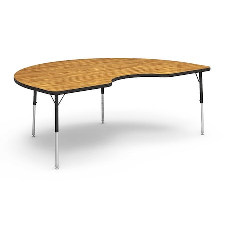 Virco 48 in. W, 72 in. L, 17-25 in. H, Medium Oak Top / Black Edge 48KID72LO